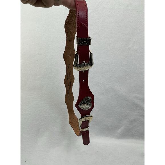Made In The USA leather belt red Size 38 Adjustable - Picture 10 of 12